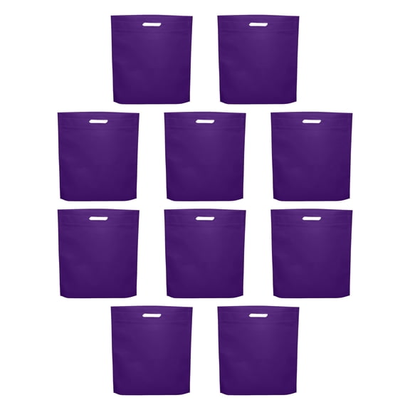 10 Exhibition Tote Bags Set - Non-woven, Soft, Recyclable, Reusable - Purple