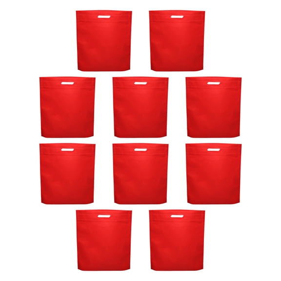 10 Exhibition Tote Bags Set - Non-woven, Soft, Recyclable, Reusable - Red