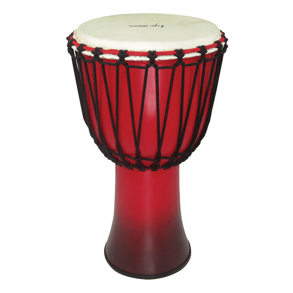 10 FIBERGLASS ROPE TUNED DJEMBE BLACK AND RED SUNBURST FINISH