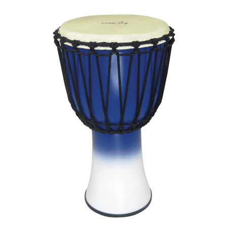 10 FIBERGLASS ROPE TUNED DJEMBE WITH BLUE AND WHITE FINISH