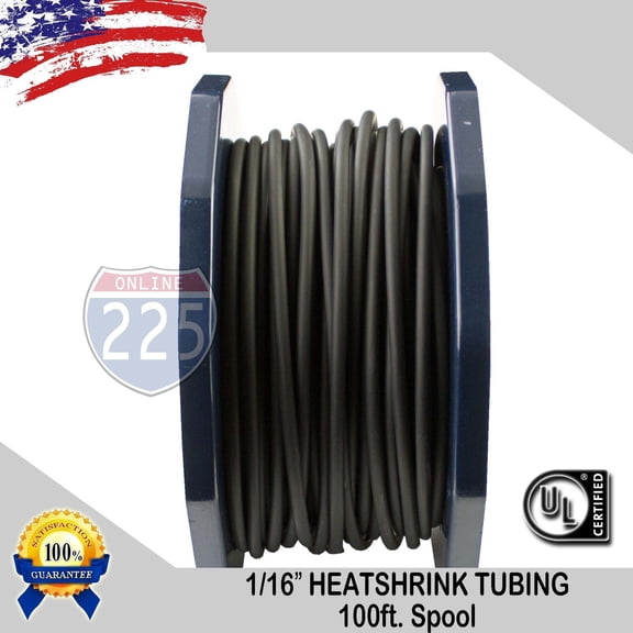10 FT 1/16" (1.5mm) Black Polyolefin 2:1 Heat Shrink Tubing Wire Sleeving UL LOT