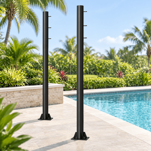 10 FT-2pc-2.36" dia. Heavy Duty Steel Outdoor Sun Shade Sail Pole Kit
