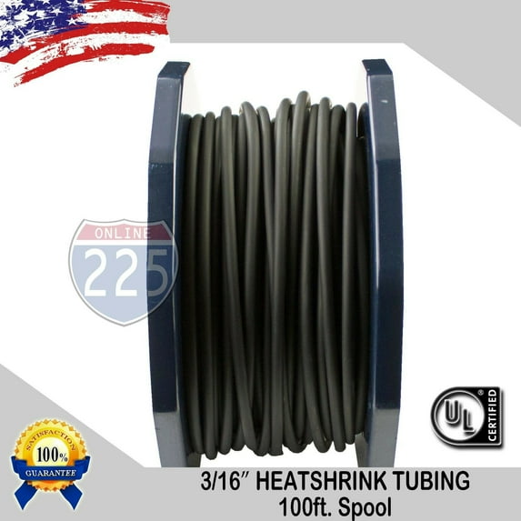 10 FT 3/16" (5mm) Black Polyolefin 2:1 Heat Shrink Tubing Wire Sleeving UL LOT