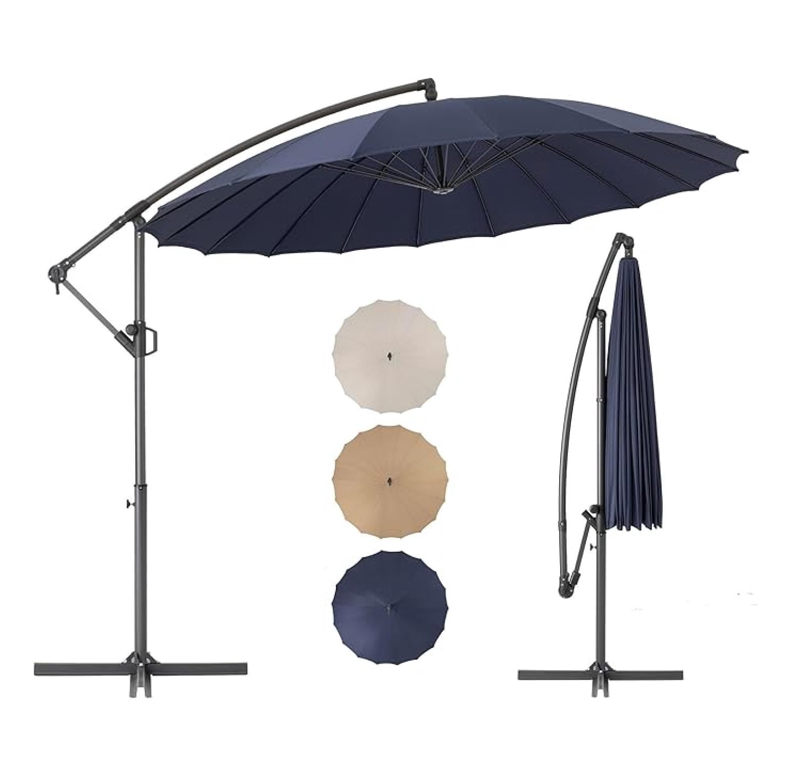 10 FT Cantilever Patio Umbrella - Outdoor Offset Umbrella with Cross ...