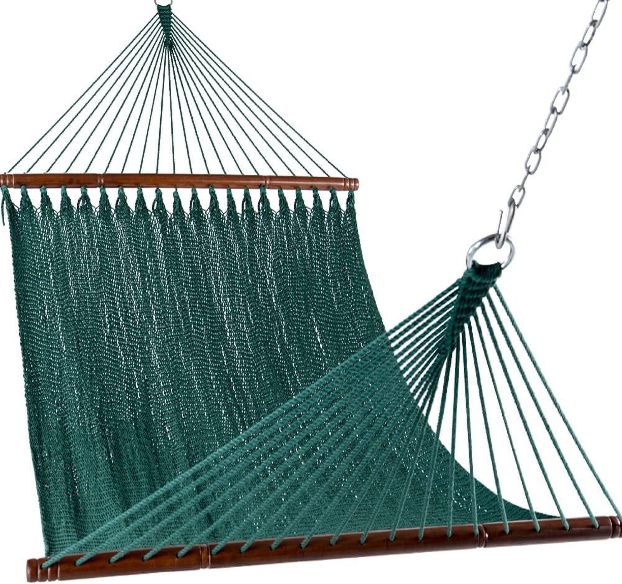 10 FT Double 2 Person Caribbean Rope Hammock, Hand Woven Polyester Hammock with Spreader Bars