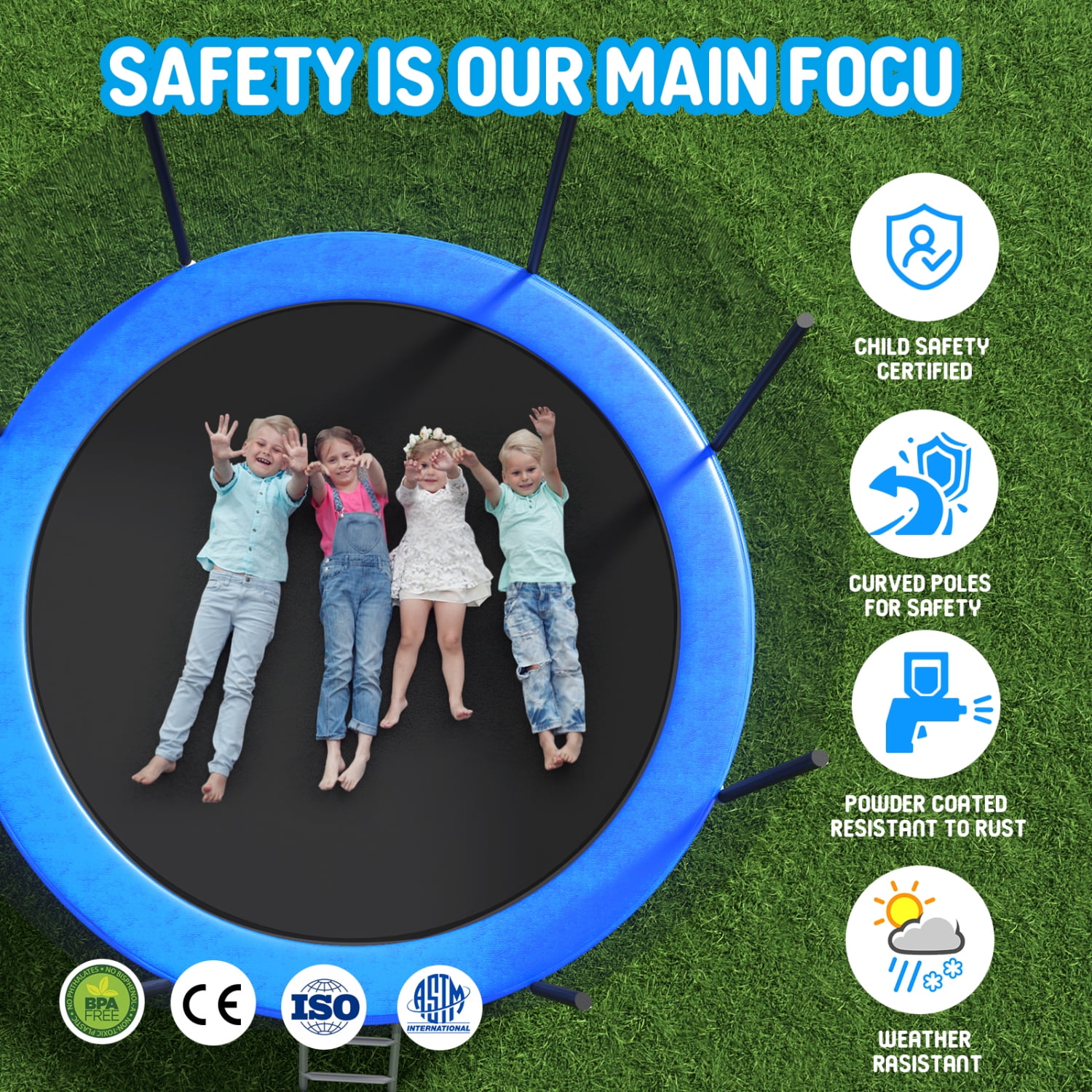 10 FT Fantastic Outdoor Trampoline with Safety Net and Basketball Hoop Fun and Safe Playtime