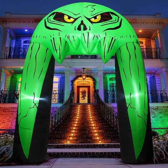 10 FT Halloween Inflatables Archway Outdoor Decorations Blow Up Yard Monster Mouth Archway with Built-in LEDs for Indoor Party Garden Lawn Decor
