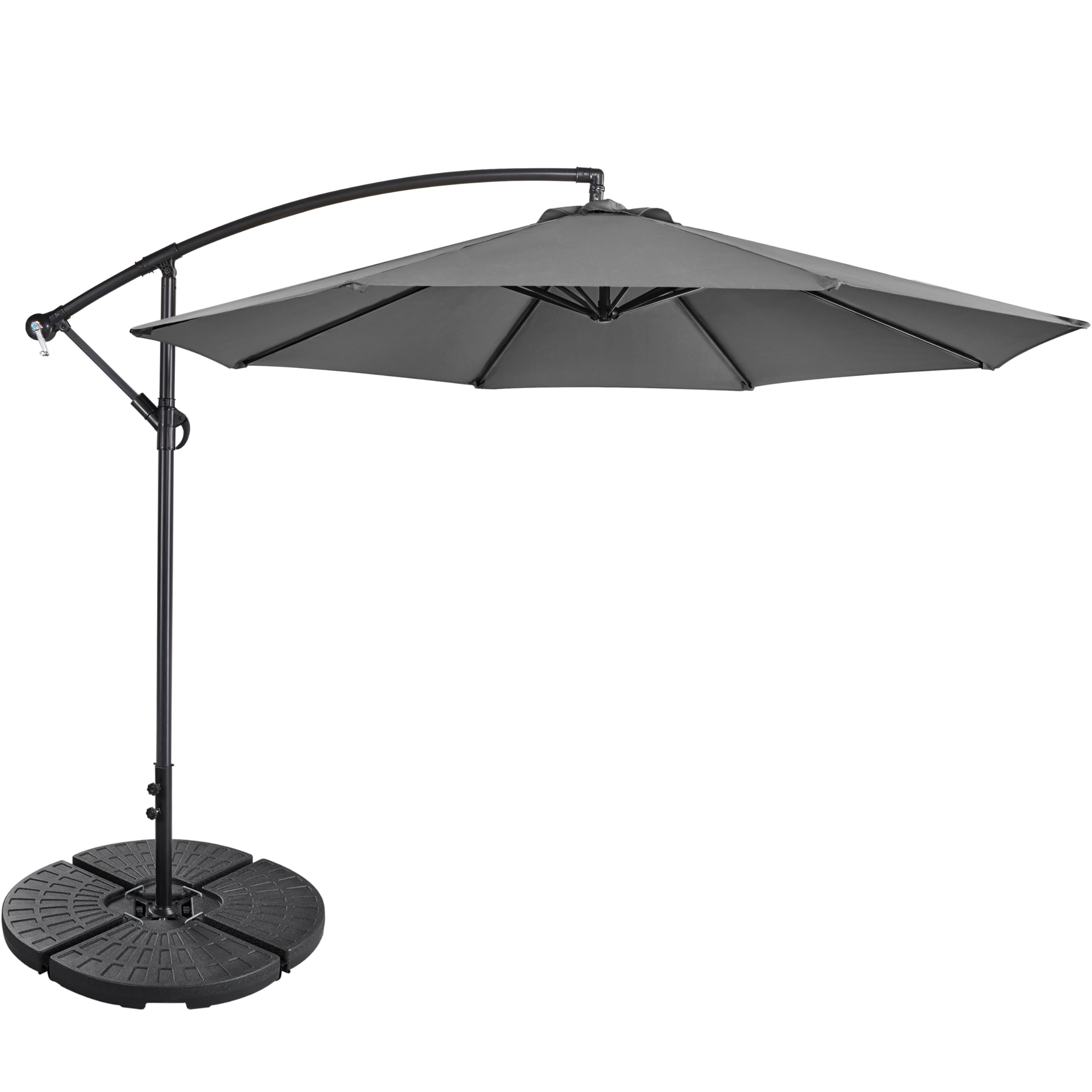 10 FT Offset Patio Umbrella w/4 Piece Circular Base Included, Outdoor ...