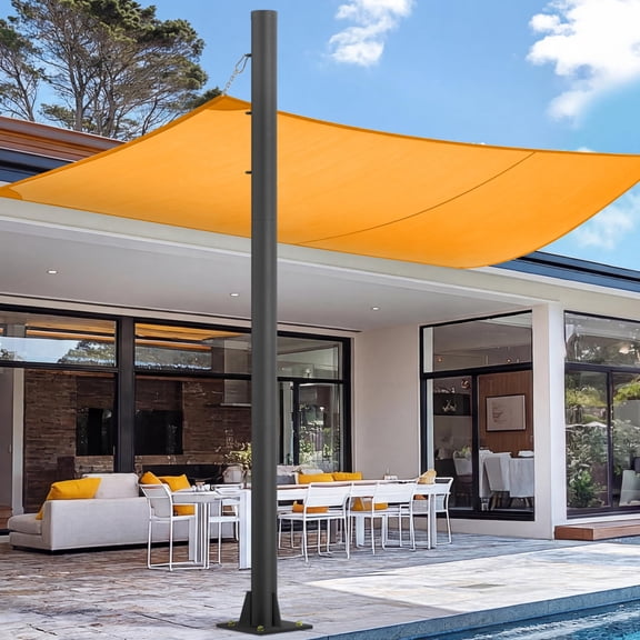 10 FT Outdoor Steel Heavy Duty Sun Shade Poles for Deck Shade Pole Kit for Outdoor Terraces Ground and Backyards Black 1 Pack