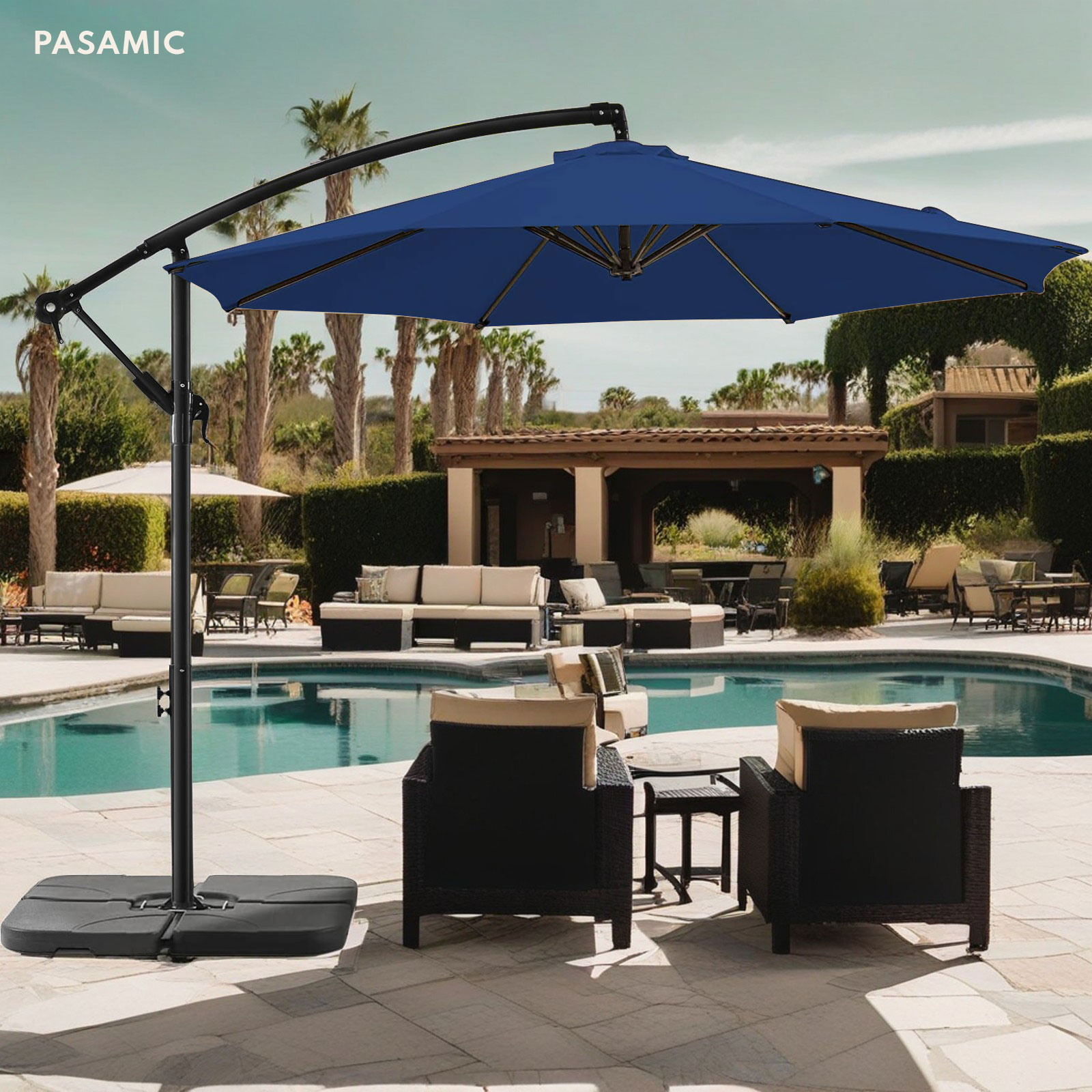 10 FT Patio Offset Umbrella Outdoor Cantilever Umbrella Hanging ...