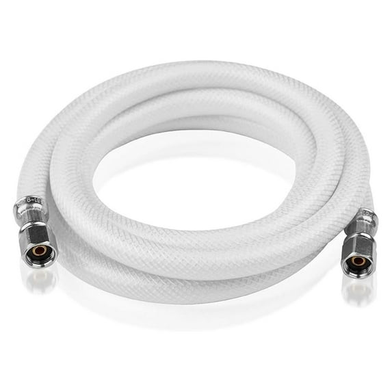 10 FT Refrigerator Water Line, Polyester-Reinforced PVC Braided Ice Maker Hose with 1/4" Comp X 1/4"Compression Fittings(5PCS,10 Foot)(HOSE063-5Pack)