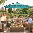thumbnail image 1 of 10 FT Sky Blue Offset Patio Cantilever Umbrella with Protective Cover 360° Rotation Adjustable Tilt Crank Hanging Umbrella UV Protected Outdoor Shade for Garden Deck Backyard, 1 of 10