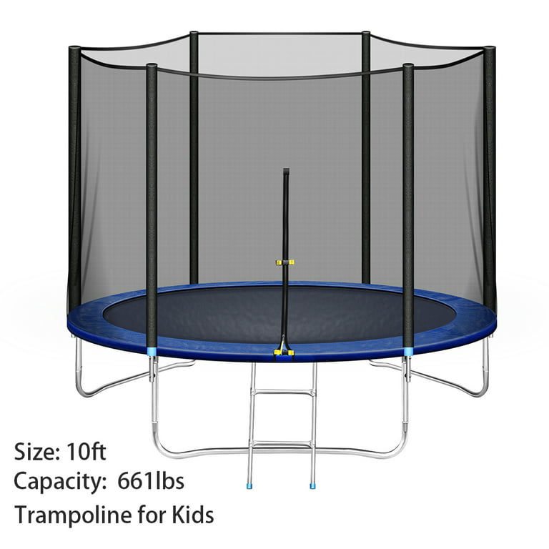 10 FT Trampoline with Safety Net for Kids and Adults Fitness Trampoline, Waterproof Jump Mat, Ladder, Cover Pad Exercise Fitness Outdoor Trampoline - Walmart.com