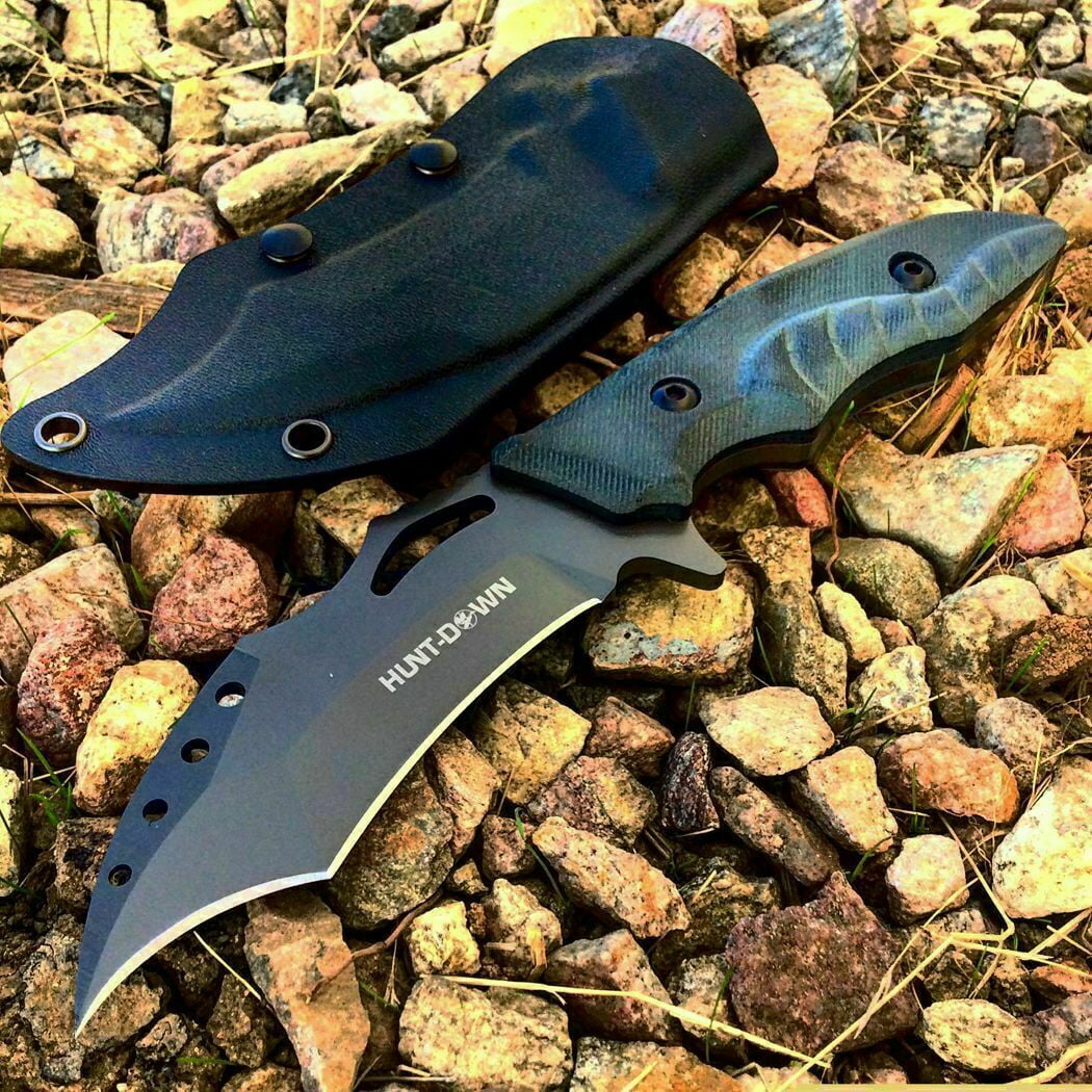 10" FULL TANG FIXED BLADE BOWIE KNIFE BONE Handle Full Edge Belt Clip