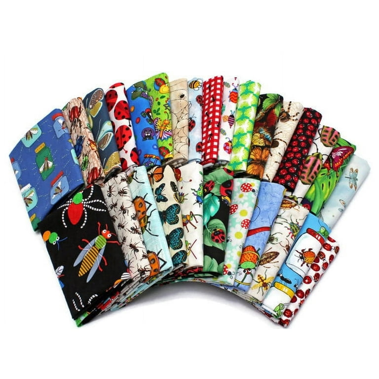 10 Fat Quarters - Assorted Bugs Insects Creepy Crawlies Beetles Moths  Butterflies Ants Spiders Quality Quilters Cotton Fabric Bundle M229.05