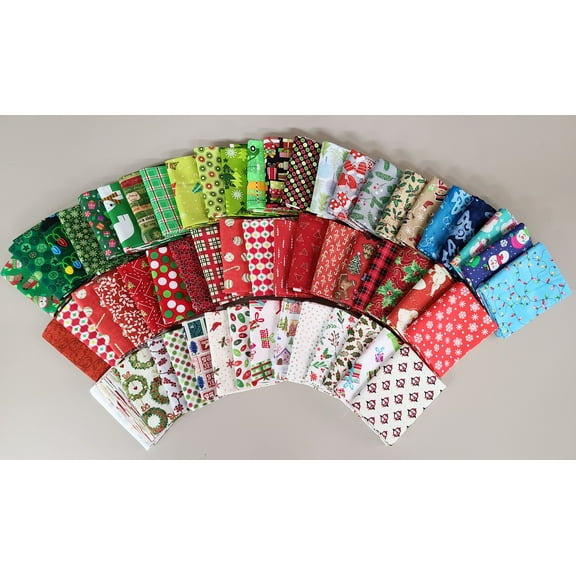 10 Fat Quarters - Assorted Christmas Themed Prints Fat Quarter Bundle