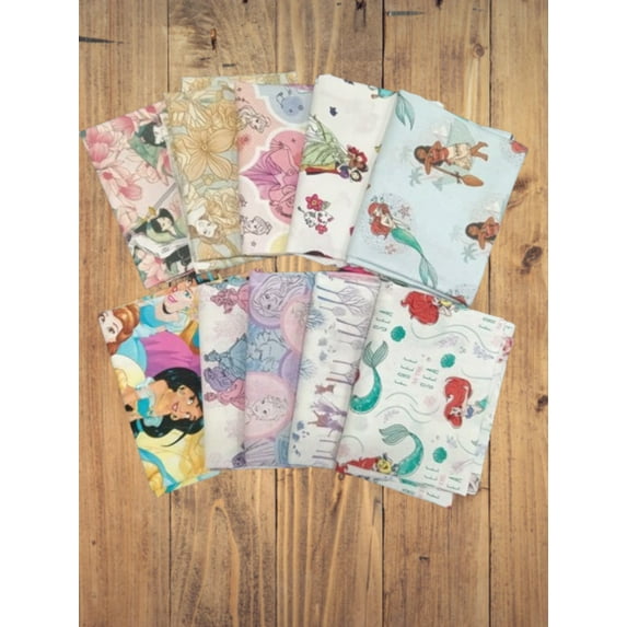 10 Fat Quarters - Assorted Disney Princesses Fat Quarter Bundle