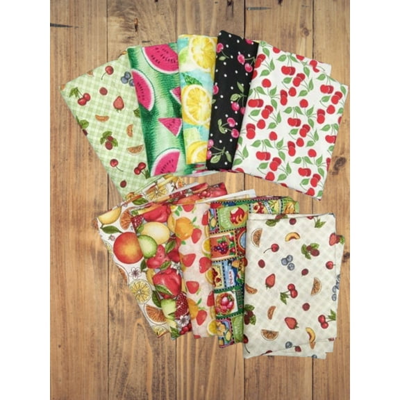 10 Fat Quarters - Assorted Fruit Theme Prints Fat Quarter Bundle