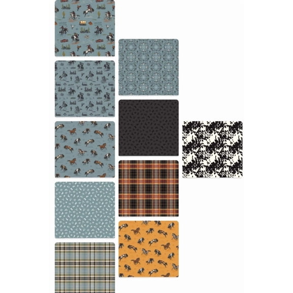 10 Fat Quarters - Assorted John Wayne Courage Storm Charcoal Fat Quarter Bundle