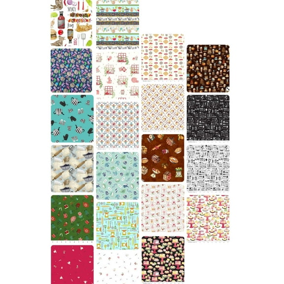 10 Fat Quarters - Assorted Kitchen Theme Prints Fat Quarter Bundle