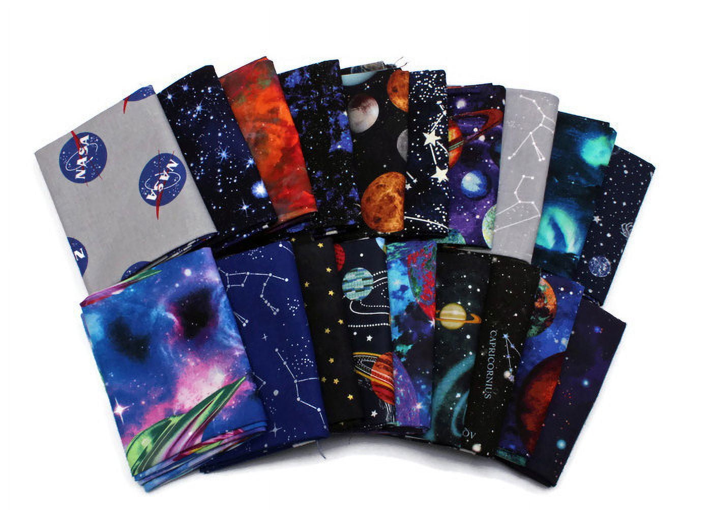 Outer Space Astronomy Blue and Gray Cotton Fabric Bundle