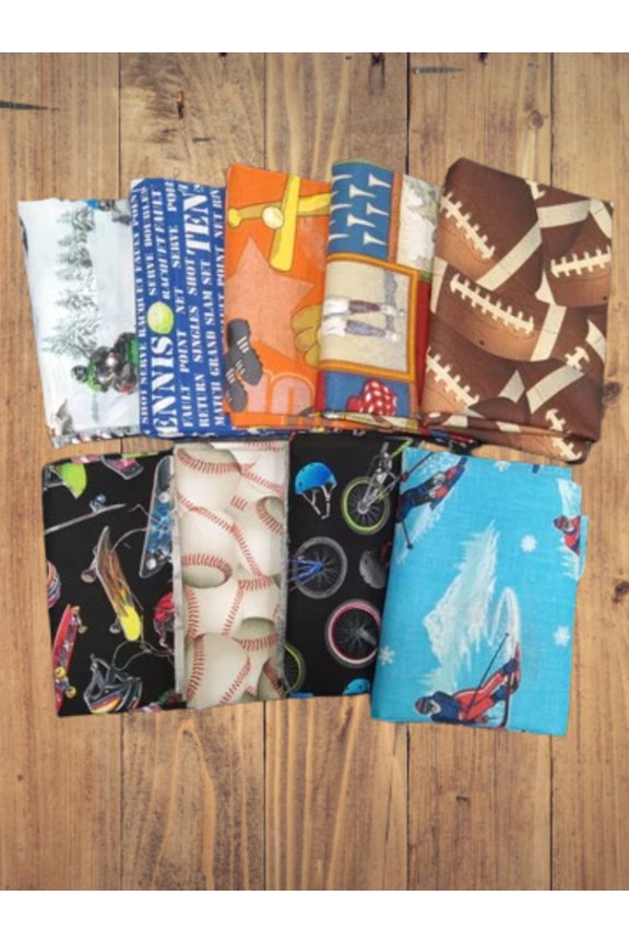 10 Fat Quarters - Assorted Sports Fat Quarter Bundle