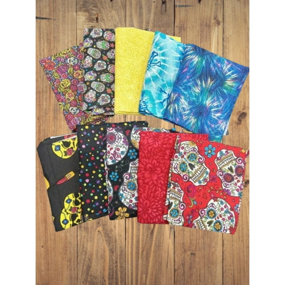 10 Fat Quarters - Assorted Sugar Skulls Fat Quarter Bundle