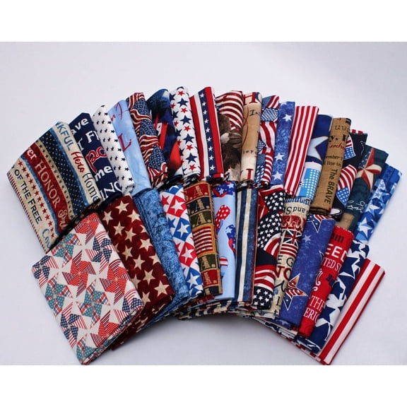 10 Fat Quarters - Assorted USA Patriotic Fat Quarter Bundle