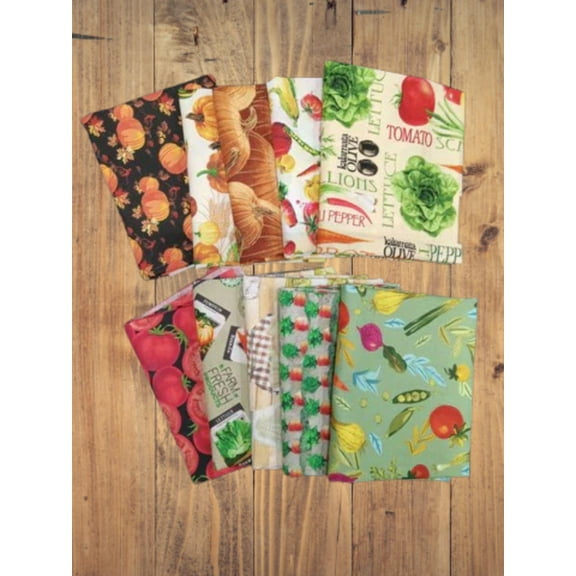 10 Fat Quarters - Assorted Veggies Theme Prints Fat Quarter Bundle