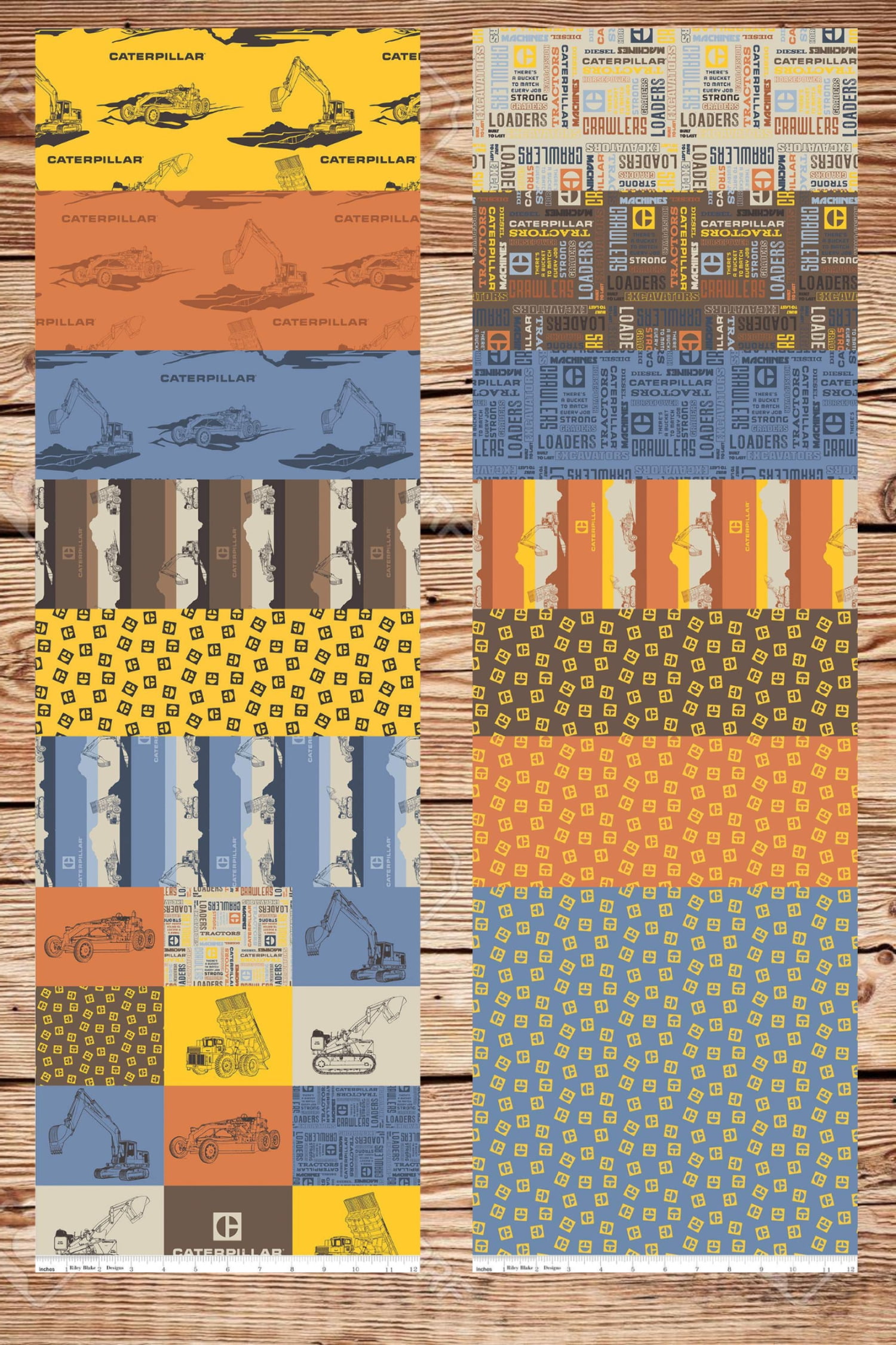 10 Fat Quarters - Assorted Vintage Caterpillar Equipment Fat Quarter Bundle