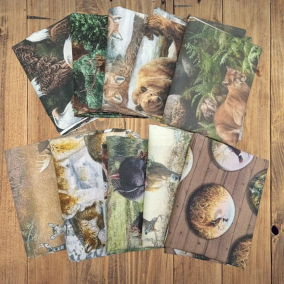 10 Fat Quarters - Assorted Wildlife Fat Quarter Bundle