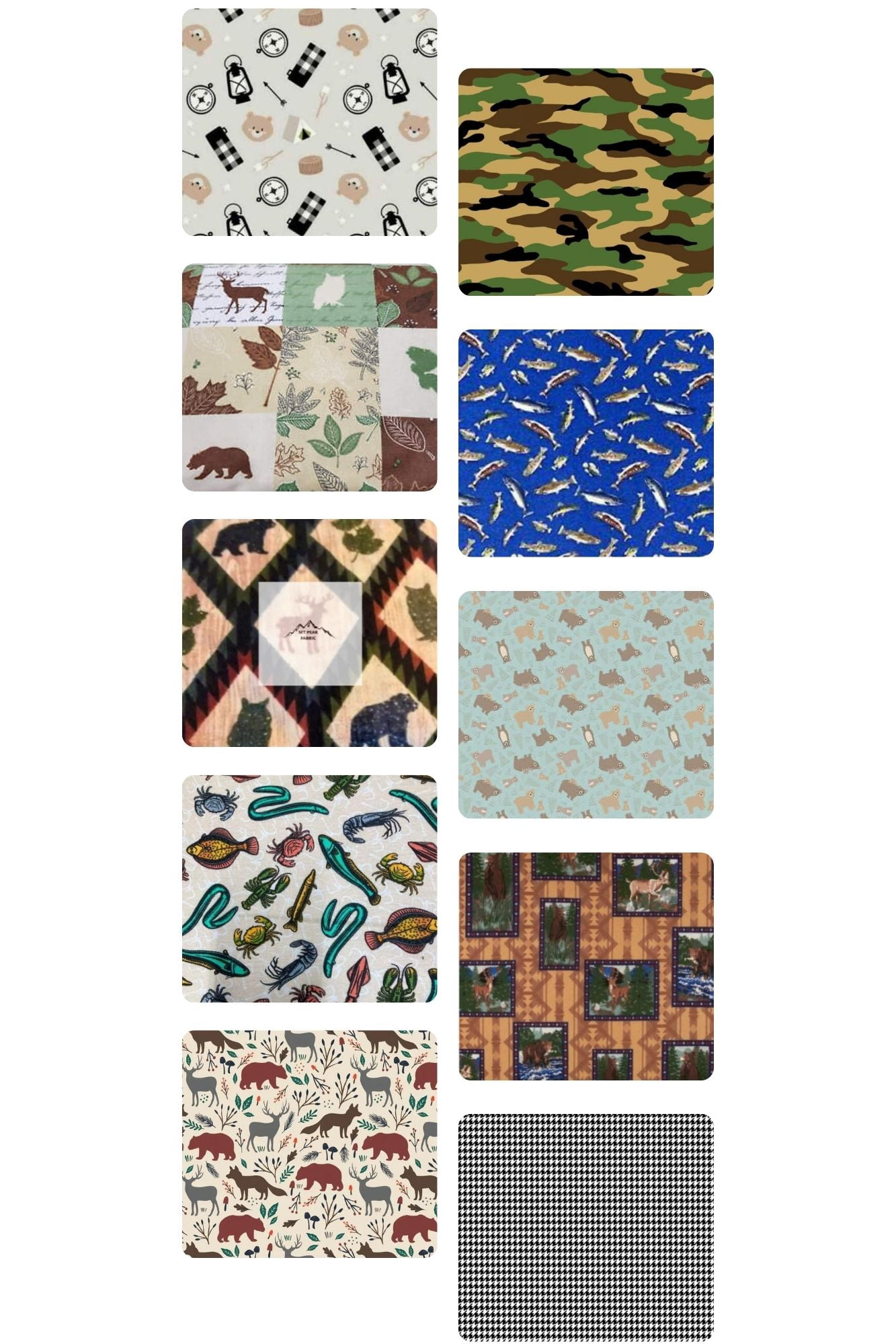 10 Fat Quarters - Assorted Wildlife  Fishing Flannel Fat Quarter Bundle
