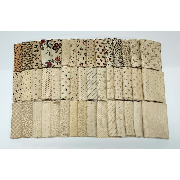 10 Fat Quarters - Kansas Troubles by Moda (Neutrals, Creams, LIGHT COLORS ONLY) Fat Quarter Bundle Calico Floral Flowers Classic Reproduction Style Quality Quilters Assorted Cotton Fabrics (M492.37)