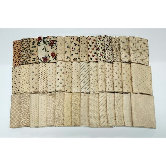 10 Fat Quarters - Kansas Troubles by Moda (Neutrals, Creams, LIGHT COLORS ONLY) Fat Quarter Bundle Calico Floral Flowers Classic Reproduction Style Quality Quilters Assorted Cotton Fabrics (M492.37)