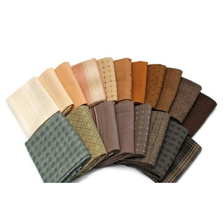 10 Fat Quarters - Textured Homespun Assorted Yarn Dyed Wovens Rustic Plaid Checks Quality Quilters Cotton Fabric Bundle M223.18