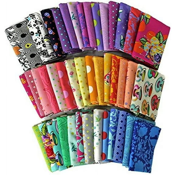 10 Fat Quarters - Tula Pink Free Spirit Assorted Floral Flowers Animals Geometric Classic Quality Quilters Cotton Fabrics Fat Quarter Bundles Pre-Cuts M222.16$$Art & Craft