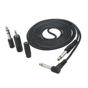 / 10 Feet Instrument Guitar Audio Cable 1/4-Inch 6.35mm Straight to Right Angle Plug Black ABS Jacket with 3 Adapters