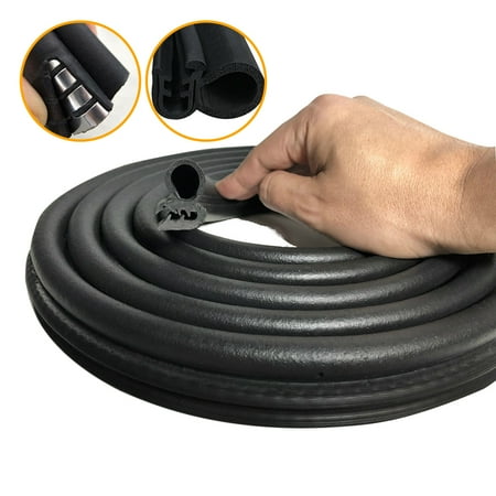 10 Feet Long U Shape Auto Rubber Weather Draft Seal Strip 0.62 Inch Wide X 1.1 Inch Thick,Weatherstrip for Car Window and Door,Engine Cover Universal Stainless Steel Clips