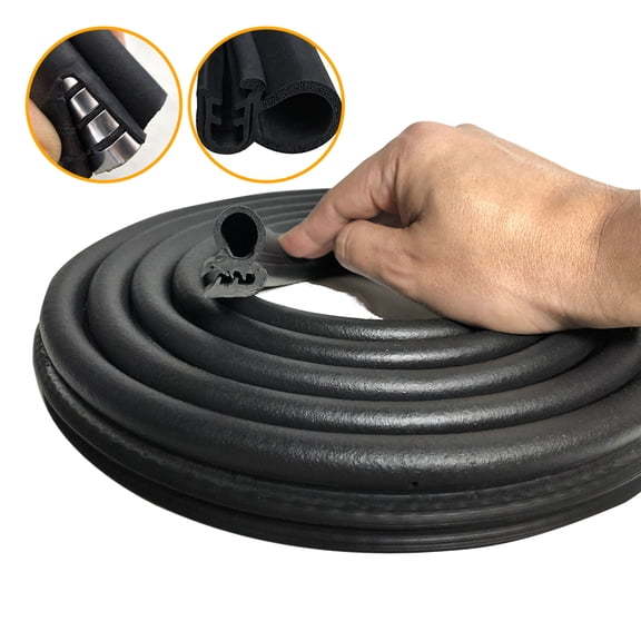 10 Feet Long U Shape Auto Rubber Weather Draft Seal Strip 0.62 Inch Wide X 1.1 Inch Thick,Weatherstrip for Car Window and Door,Engine Cover Universal Stainless Steel Clips