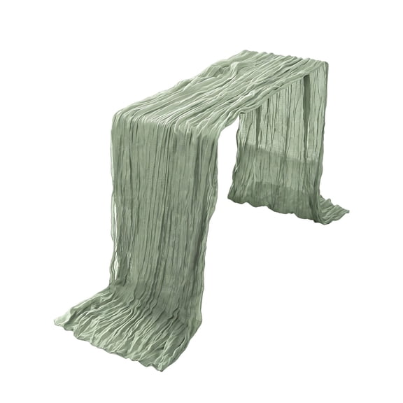 10 Feet Olive Green Cheese Cloth Table Runner, Bohemian Style Polyester Fabric for Wedding Birthday Party and Holiday Decoration, Machine Washable