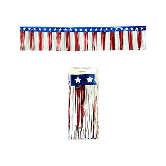 10 Feet Parade Floats Foil Fringe Garland, Metallic Tinsel Streamers Banner, for Parade Floats, Valentine's Day, Wedding, Birthday, Mardi Gras Party Decorations White Red Blue