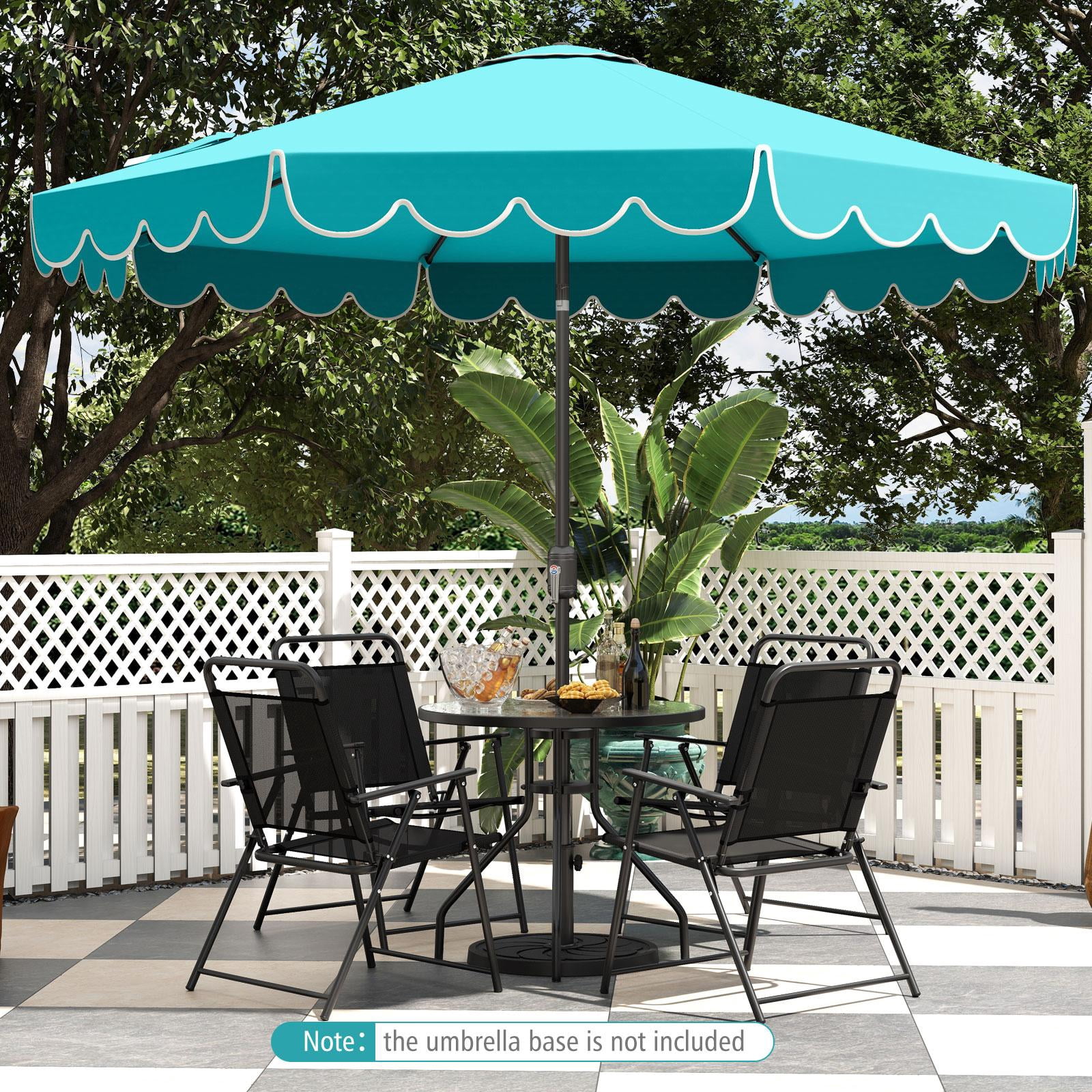 10 Feet Ruffled Patio Umbrella Outdoor Market Umbrella with Crank and Tilt Function