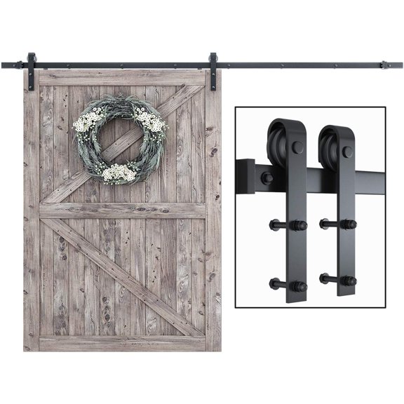 10 Feet Sliding Barn Door Hardware Kit, Heavy Duty, For 60 Inch Wide Panel