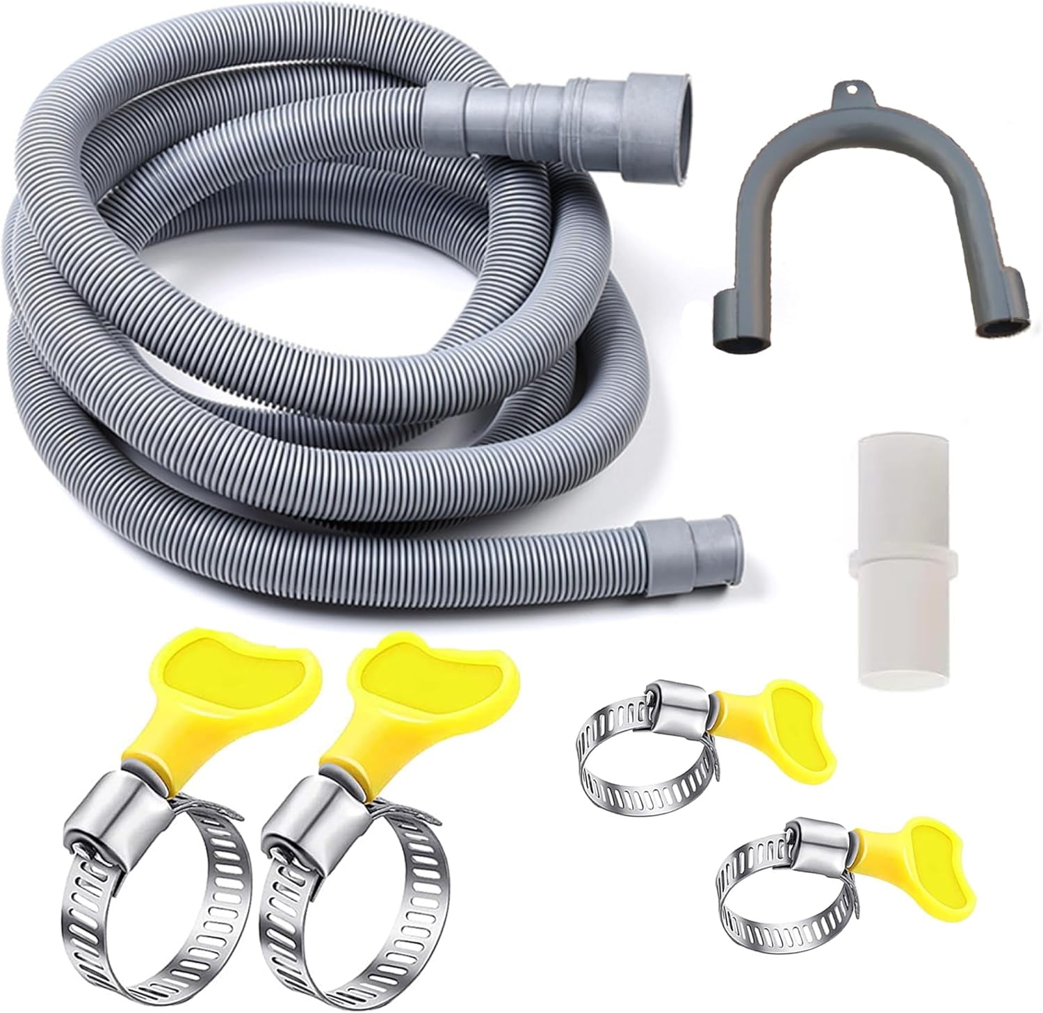 Universal Washing Machine Drain Hose Extension Kit - 5 To 16ft, Corrugated Discharge Hose