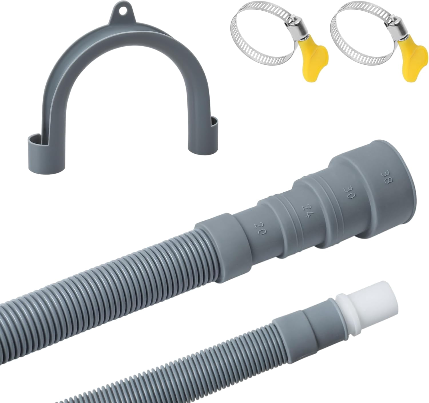 10 Feet Washing Machine Drain Hose, Universal Drain Hose Extension Kit for Washer, Dishwasher, Dehumidifier, Flexible Discharge Hose for LG/GE/Samsung, Fit up to 1-1/2 Inch Drain Outlets