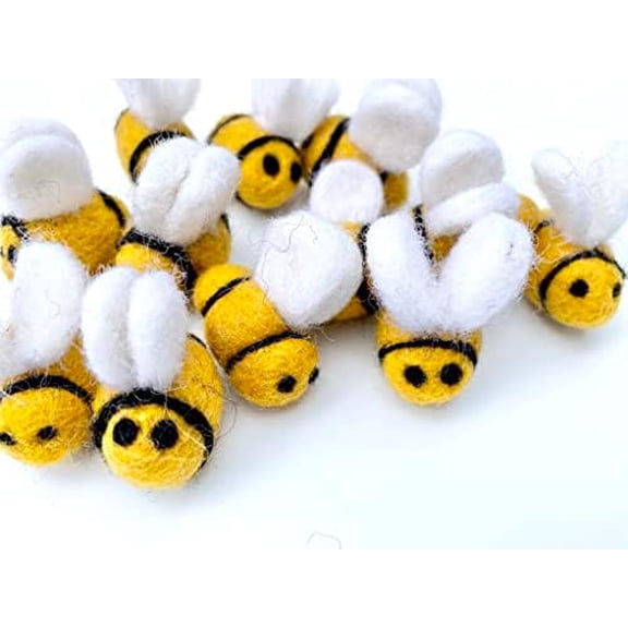 10 Felt Bumble Bees - Wool Honey Bees for Crafting Garlands, Mobiles, Tiered Tray Decor, Spring and Summer Ornaments - Honey Bee Art - Sold In Set of 10$$Art & Craft