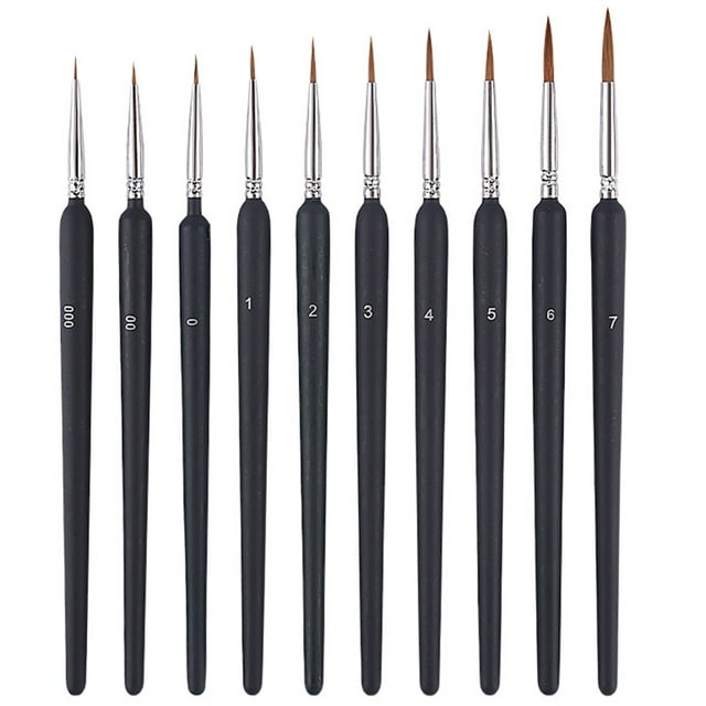 10 FinePointed Brushes for Scale Model Painting and Line Drawing