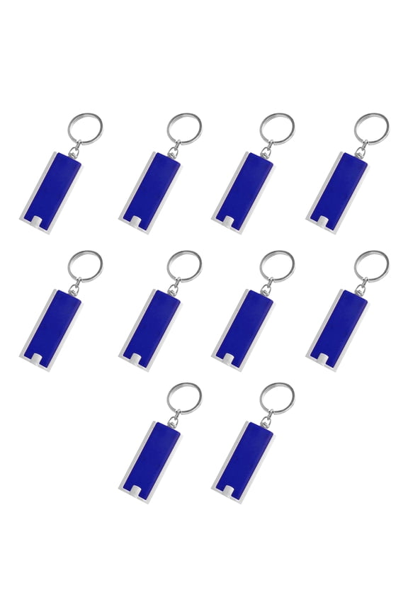 10 Flashlight Keychains Pack - Rectangle, Plastic - Blue