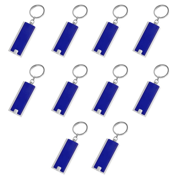 10 Flashlight Keychains Pack - Rectangle, Plastic - Blue