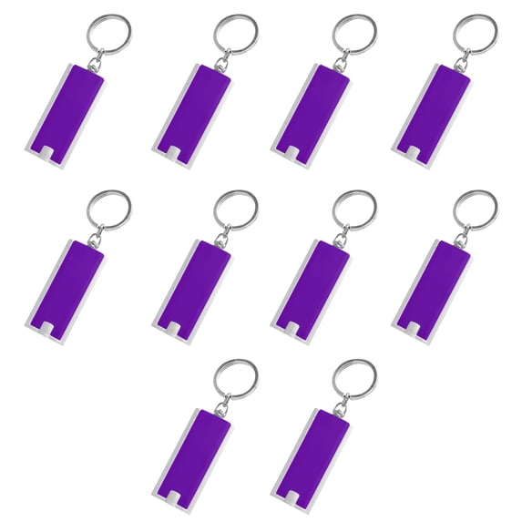 10 Flashlight Keychains Pack - Rectangle, Plastic - Purple